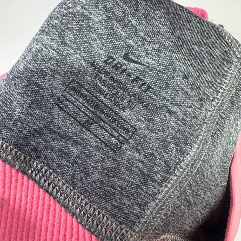 NIKE Dri-Fit Sports Bra Size Medium Heather Gray and Pink, Cross Back